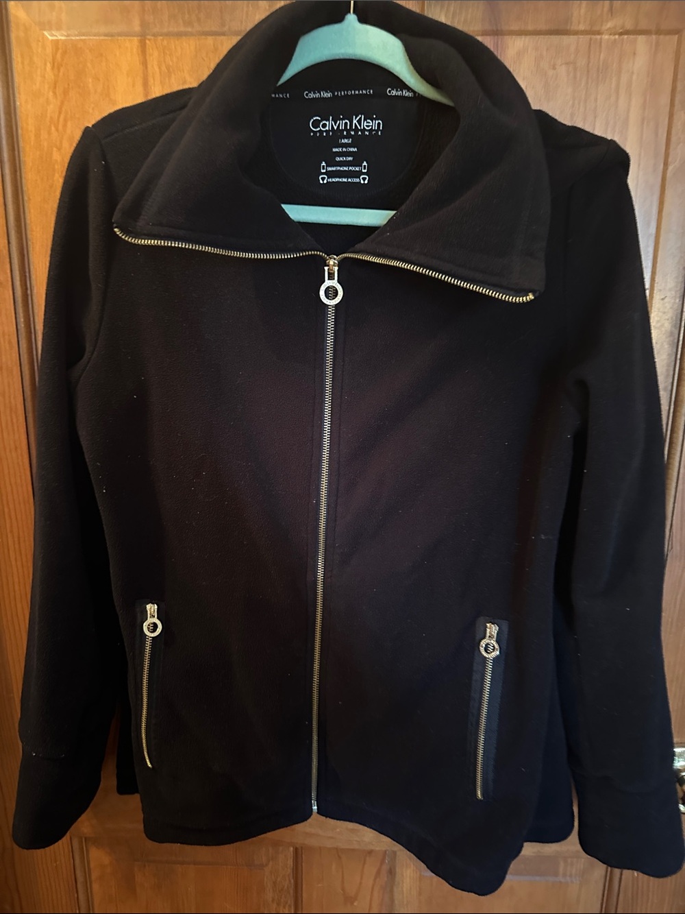 Calvin Klein Black Zip-Up Bomber Jacket with Silver Hardware